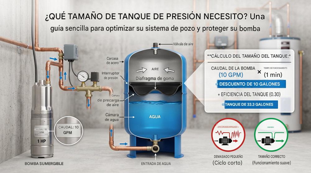 ¿Qué tamaño de tanque de presión necesito para mi bomba de agua?cid=46 ¿Qué tamaño de tanque de presión necesito para mi bomba de agua?cid=46