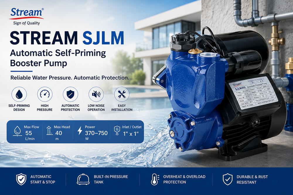 Stream SJLM: Bomba autocebante presurizadora automática para hogar y jardín Stream SJLM: Bomba autocebante presurizadora automática para hogar y jardín