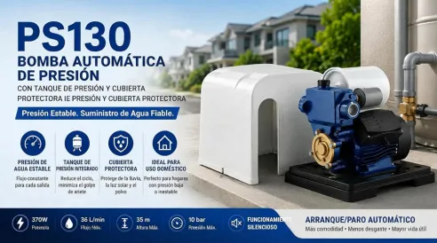 Stream PS130: Bomba Presurizadora Automática con Tanque y Cubierta
