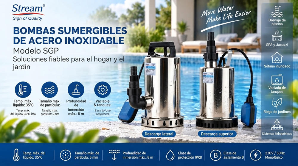 Stream SGP: Bomba Sumergible de Acero Inoxidable para Agua Limpia Stream SGP: Bomba Sumergible de Acero Inoxidable para Agua Limpia