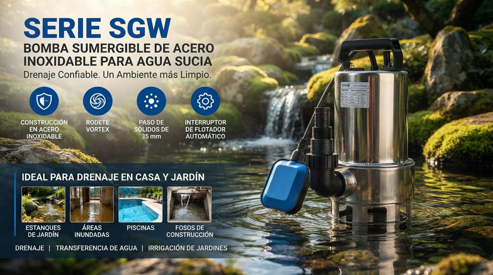 Stream SGW: Bomba Sumergible de Acero Inoxidable para Agua Sucia