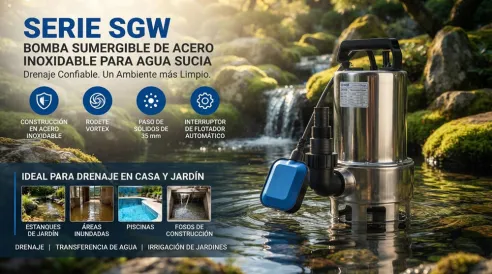 Stream SGW: Bomba Sumergible de Acero Inoxidable para Agua Sucia