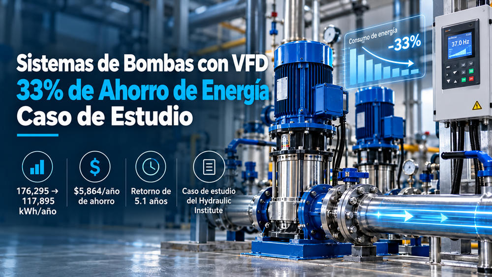 Bombas con VFD: caso de ahorro energético del 33 %