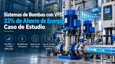 Bombas con VFD: caso de ahorro energ&eacute;tico del 33 %