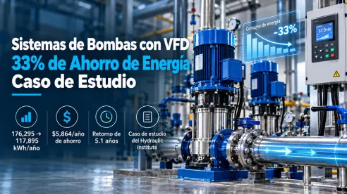 Bombas con VFD: caso de ahorro energético del 33 %